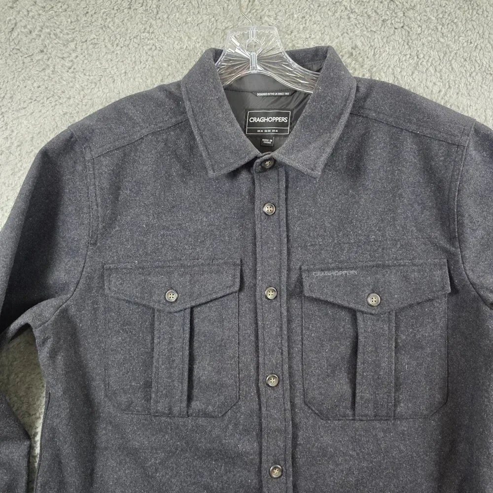 Craghoppers Fleece Jacket Men's Gray Shacket Pockets Shirt Size Medium